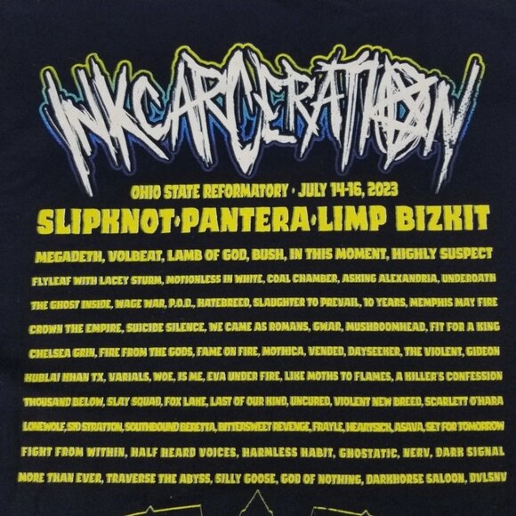 Brand new , sealed bag, inkcarceration 2023 t shirt- size XL - slipknot, pantera - Picture 1 of 5